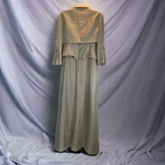 Vintage David’s Bridal Formal Mother of Bride Two Piece Long Dress Taupe Jeweled - Picture 4 of 10